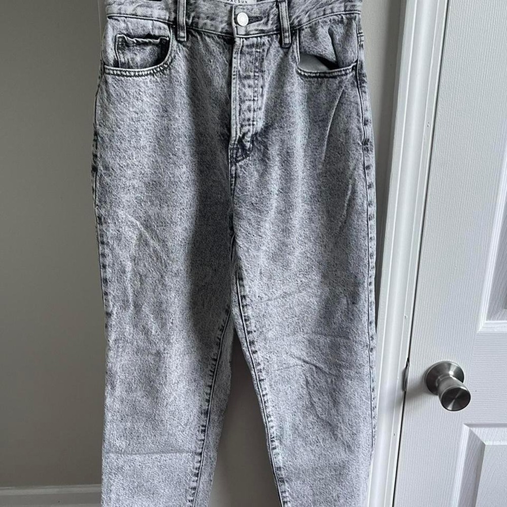 PacSun High Rise Straight Leg Jeans Grey Acid Wash Size 26 Button Fly